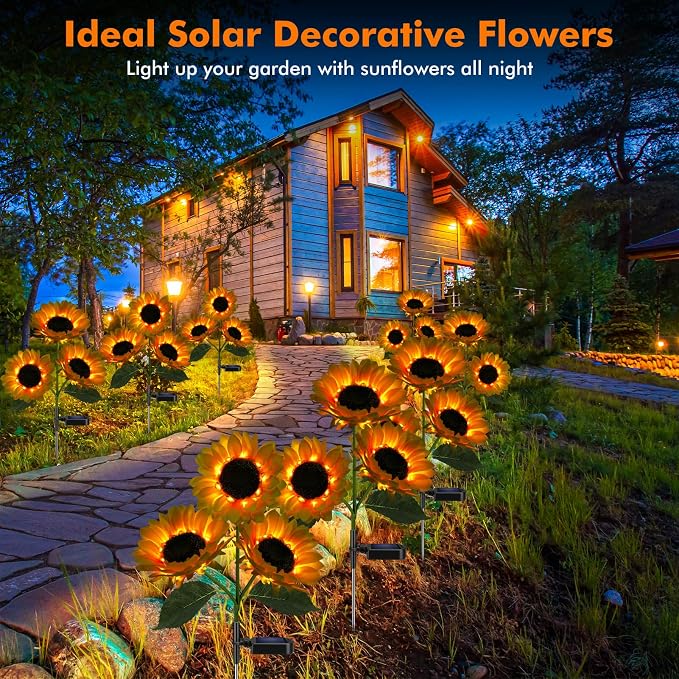 Solar Sunflower Lights, 800mA Solar Garden Light - Image 3