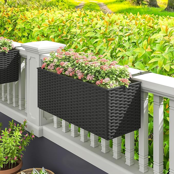 Outsunny Railing Planter Box, Hanging Flower Pots - Image 8