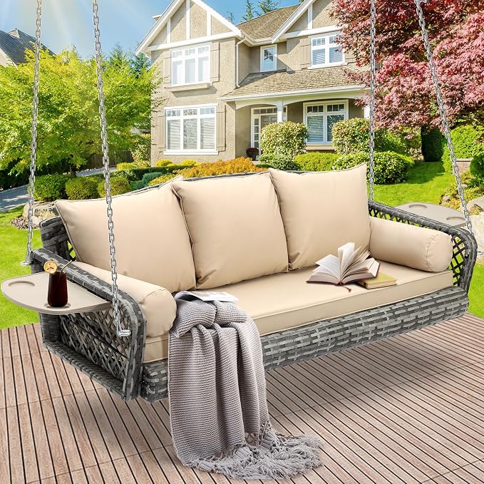Outdoor Wicker Patio Porch Swing - Image 6