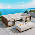 8 Pieces Patio Furniture Set, Outdoor Rattan Wicker Sectional Sofa by SUNSHINEVALLEY