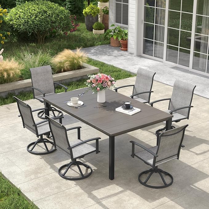 VICLLAX Outdoor Table for 6, Metal Patio Dining Table - Image 6