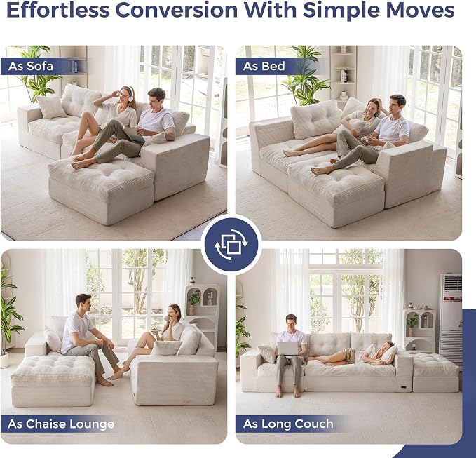 MAXYOYO Sectional Sofa Couch and Chaise Lounge, L Shaped Modern Cloud Couch - Image 3