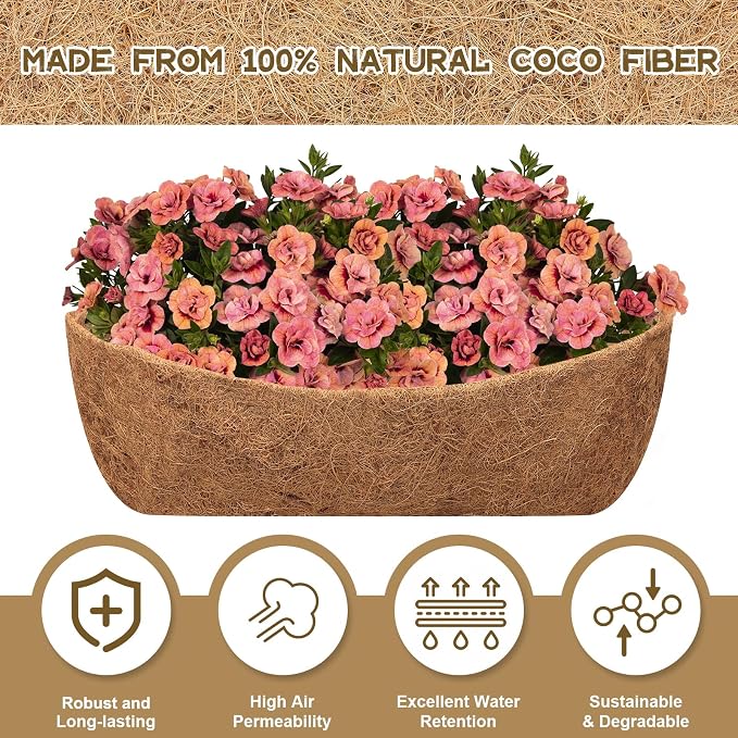Riare 4 Pack 24 Inch Trough Coco Coir Liners - Image 3
