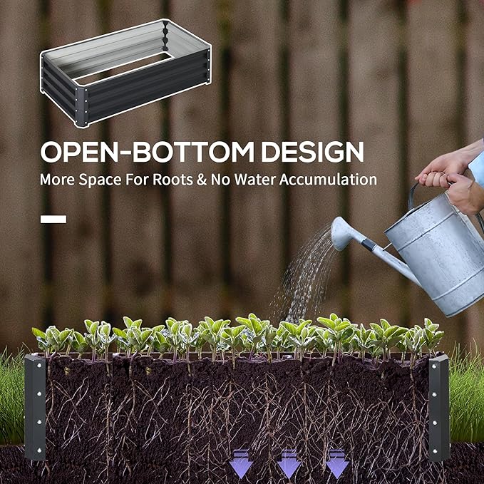 Outsunny Galvanized Raised Garden Bed, - Image 4