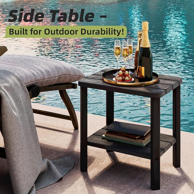 Adirondack Square Outdoor Side Table, 2-Tier Small Outdoor Table - Image 8