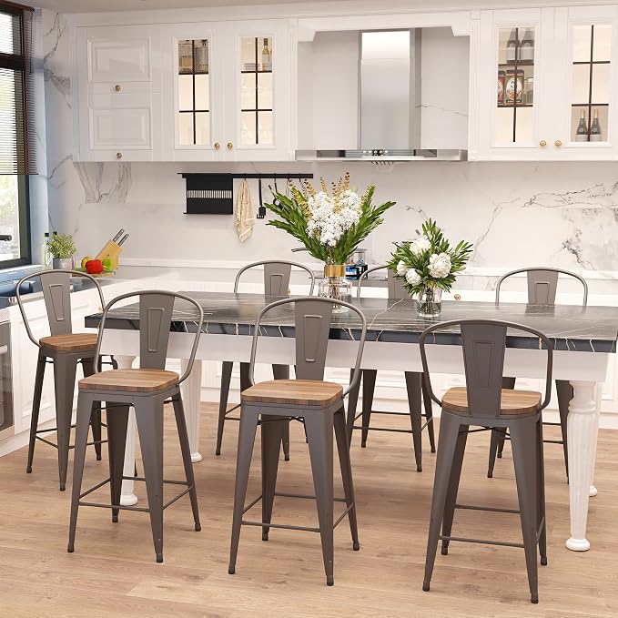 Aklaus Metal Bar Stools Set of 4, 24 inch Barstools Counter Height Bar Stools - Image 5