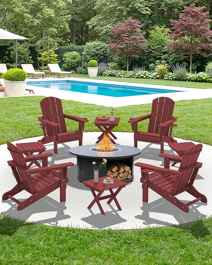 SERWALL Folding Outdoor Side Table Set of 2, Portable Adirondack Side Table - Image 10
