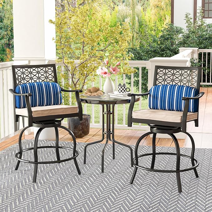 Giantex Outdoor Bar Stools Set of 4, Metal Patio Bar Chairs - Image 2