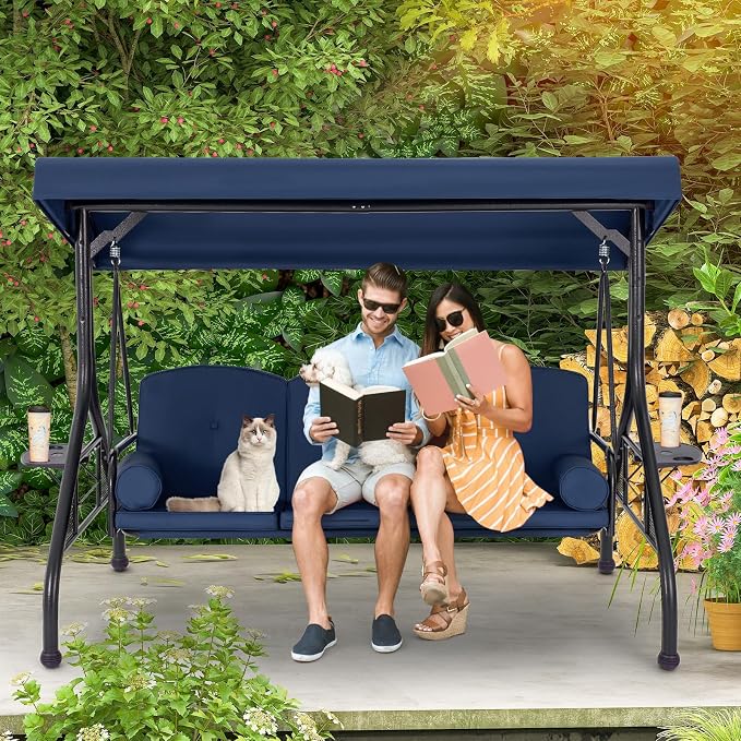 HOMREST 3 Seat Outdoor Porch Swing - Image 9