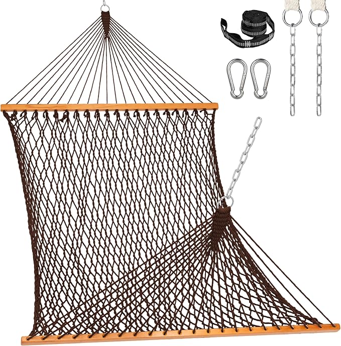 Lazy Daze Hammocks Double Rope Hammock, 2 Person Traditional Outdoor Hand Woven by LazyDazeHammocks