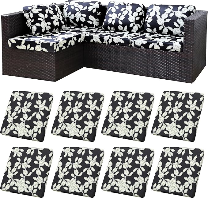 8Pcs Stretch Patio Cushion Covers, Outdoor Couch Covers Replacement, Outdoor by BIETYONE