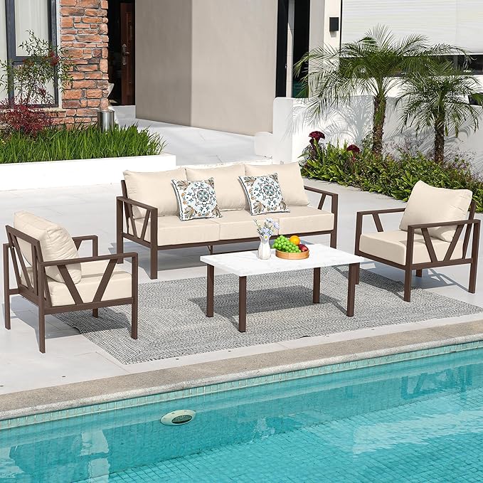 Outdoor Patio Furniture Set, 4 Pieces Metal Patio Furniture Set - Image 8