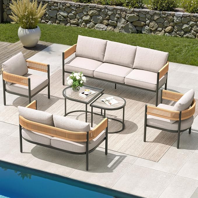 Grand patio 6-Piece Wicker Outdoor Furniture Set - Image 3
