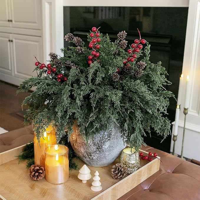 Faux Cedar Stems Artificial Norfolk Pine Branches - Image 2