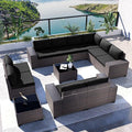 Kullavik 12 Pieces Outdoor Patio Furniture Set PE Wicker Rattan Sectional Sofa by KULLAVIK