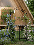8 ft Metal Garden Arch with Gate, Elegant Wedding Archway by GarveeTech