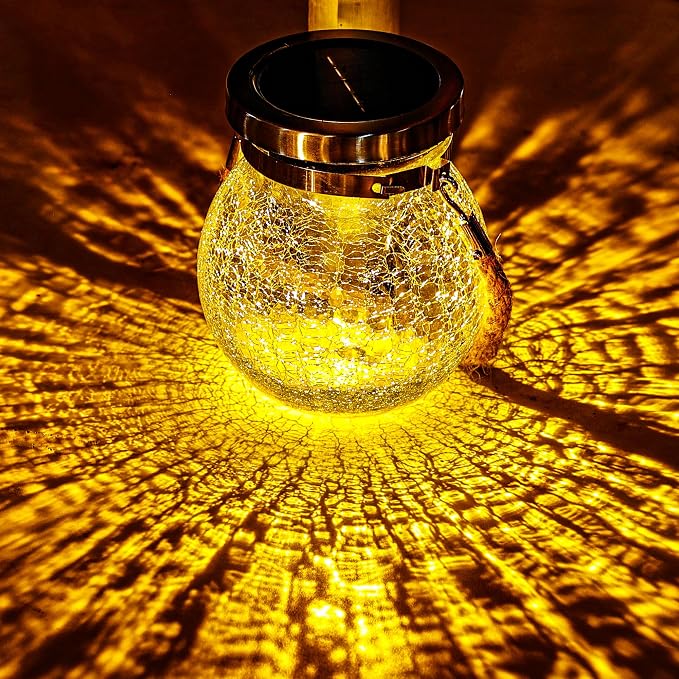 Cooo Christmas Gifts 2 Pack Solar Lanterns Waterproof Outdoor Heavy Crackle - Image 6