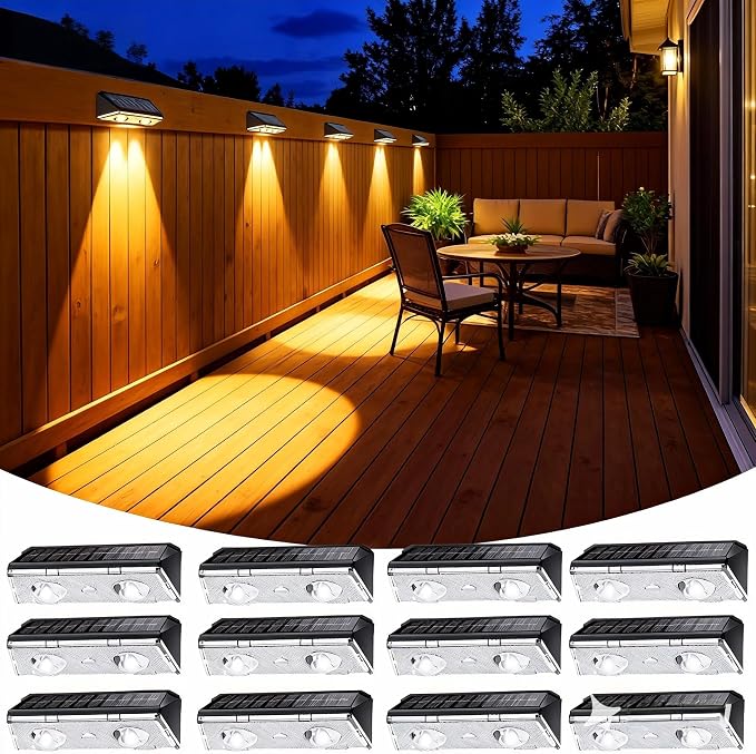 Solar Fence Light Outdoor, 12 Pack LED Solar Light, 3000K 50 Lumens by Unknown