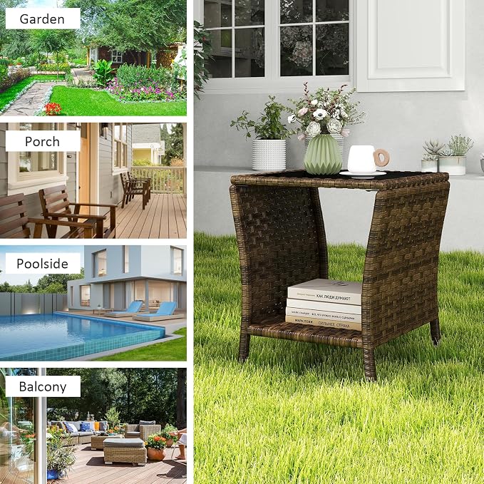 Kinfant Rattan Patio Side Table - Image 6