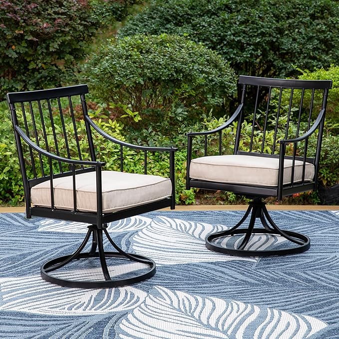 PHI VILLA Swivel Chairs Set of 2 Patio Dining Rocker Chair by PHIVILLAThepioneerofcomfortablehouseholdsupplies