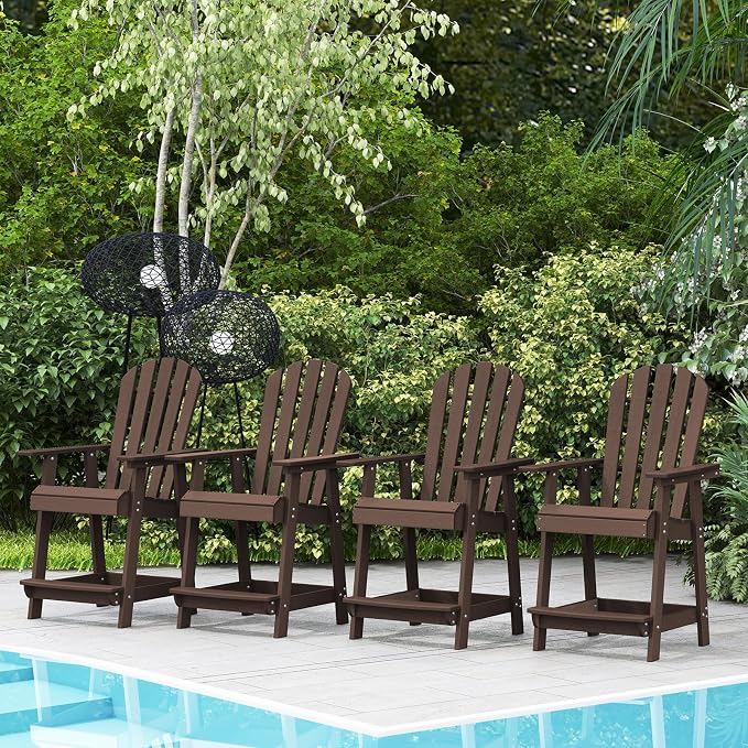 Tangkula Outdoor Bar Stool, HDPE Tall Adirondack Chair by TANGKULA