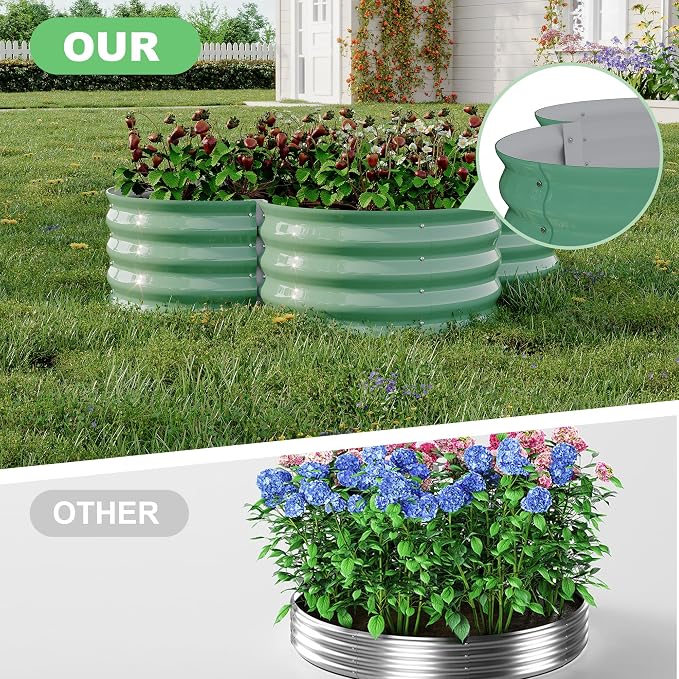 GarveeLife 2-Pack Galvanized Raised Garden Bed – Rust-Resistant Petal-Shaped - Image 3