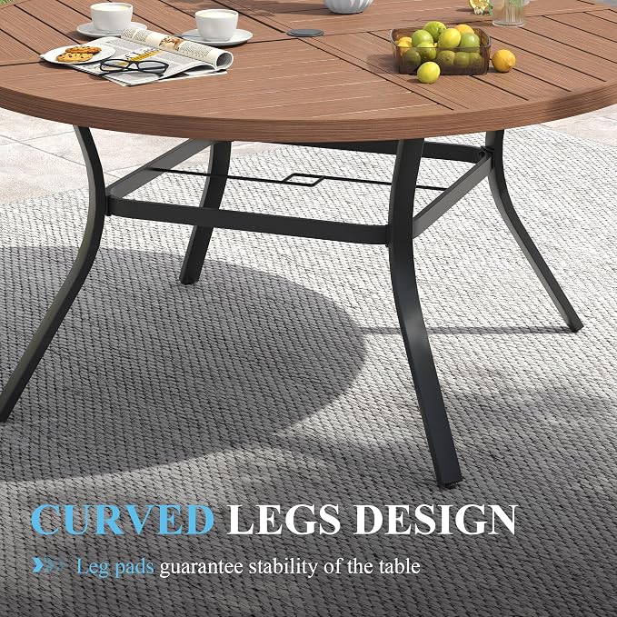 VICLLAX Patio Table and Chair Set of 8, All Weather Metal Round Outdoor Dining - Image 6