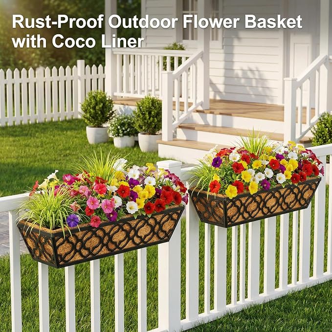 HFHOME 2 Pcs 30" Window Box Deck Railing Planter - Image 3