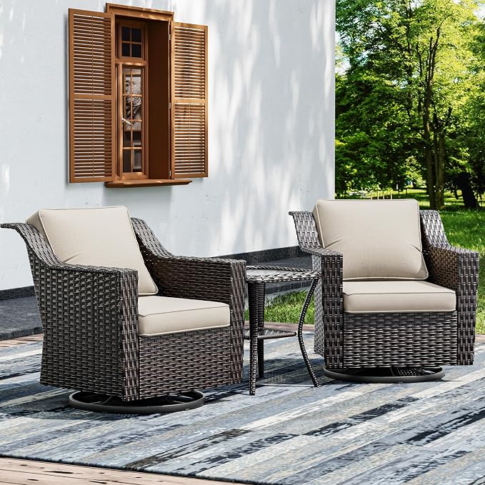 Joyside Wicker Patio Furniture Sets, 3 Pieces Upgraded Large Size Outdoor by Joyside