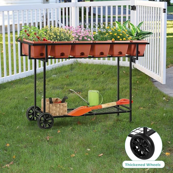 YBING Elevated Garden Bed with Wheels Outdoor 42x17x30in Elevated Raised - Image 6