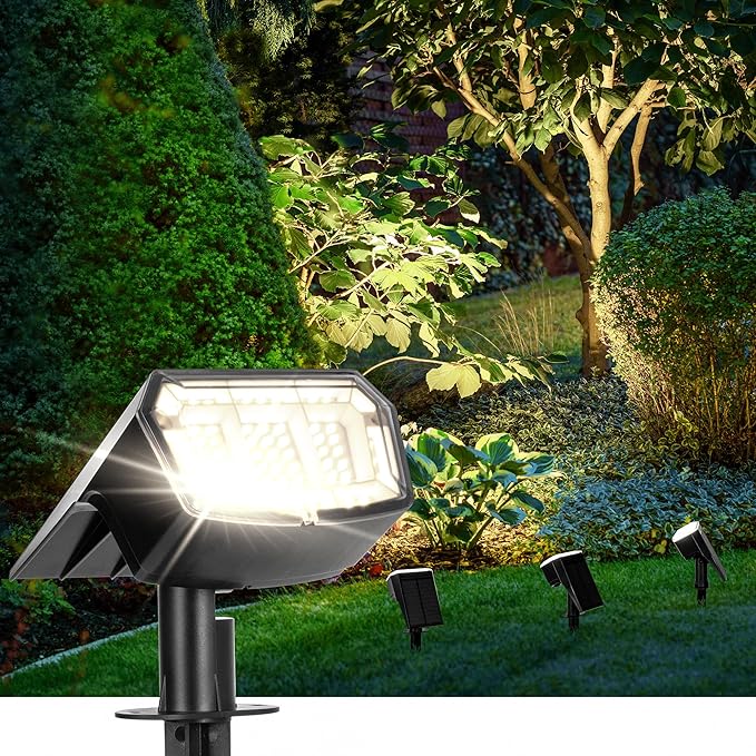 Solar Spot Lights Outdoor 63 LED 3 Lighting, Waterproof IP65 Modes Spotlights by AUDERWIN
