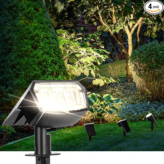 Solar Spot Lights Outdoor 63 LED 3 Lighting, Waterproof IP65 Modes Spotlights by AUDERWIN