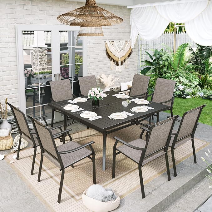 Sophia & William Patio Dining Set 9 Pieces, 8 Quick Dry Textilene Chairs and 1 - Image 2