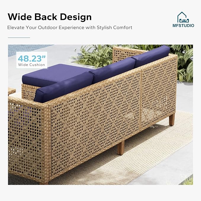 MFSTUDIO Wicker Patio Furniture Set, L Shaped Outdoor Couch Set, Rattan Outdoor - Image 3