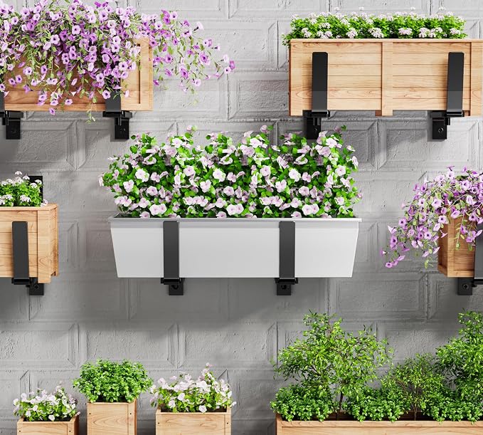 Y&M 6 Pack Adjustable Planter Box Brackets, Universal Window Box Brackets - Image 2