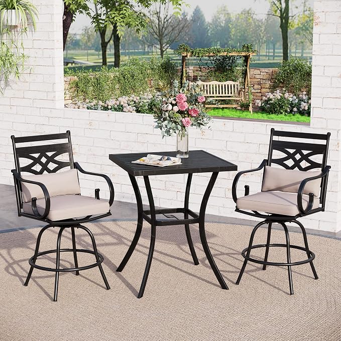 Sophia & William Patio Bar Set 3 Pieces Outdoor Bistro Bar Set - Image 6