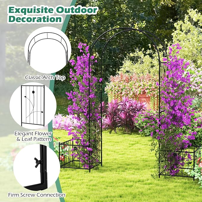 IRONMAX Garden Arch with Planter Boxes, Outdoor Wedding Archway Pergola - Image 5