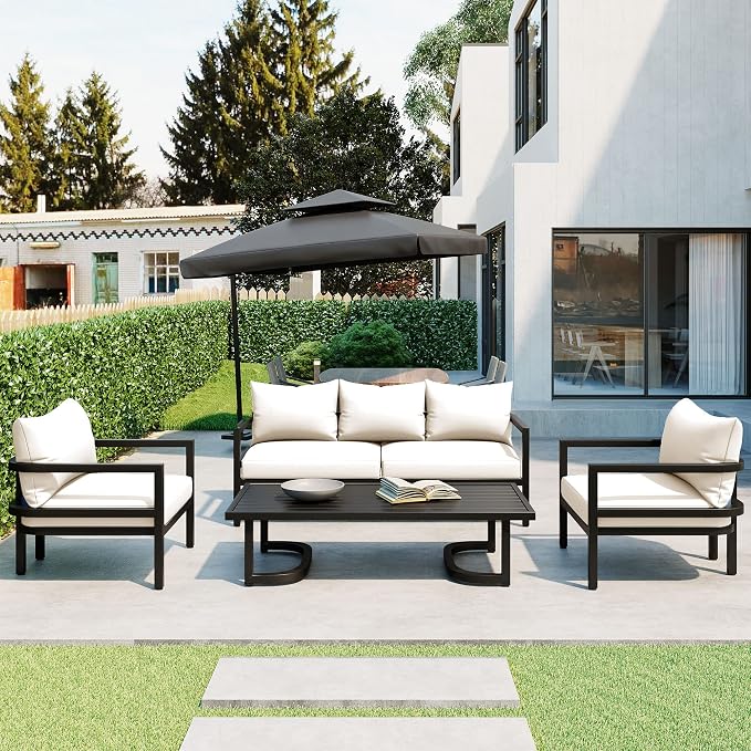 Merax 4 Piece Sectional Furniture Patio Sofa Multi-Person Outdoor Steel Sofa Set by Merax