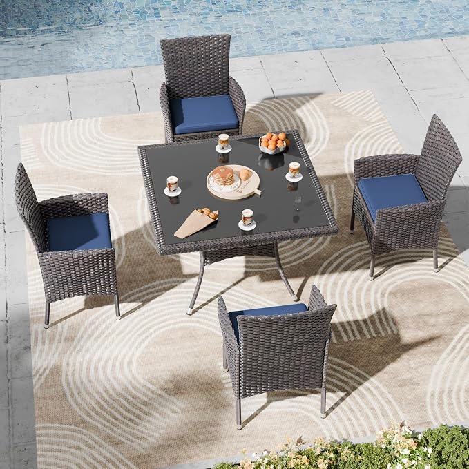 Kullavik 5-Piece Outdoor Dining Set Patio Rattan Furniture Set, Patio Dining - Image 7