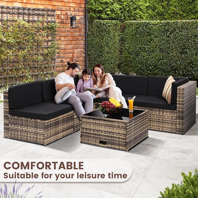 8-Piece Patio Furniture Set, Outdoor Wicker Rattan Sectional - Image 3