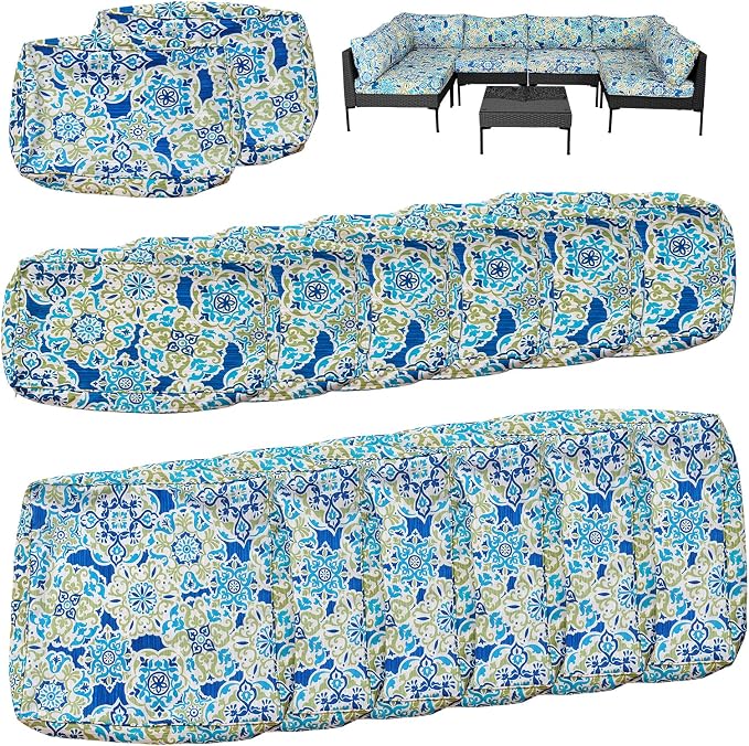 14Pcs Outdoor Cushion Covers Replacement Washable Waterproof UV w/Zipper - Image 6