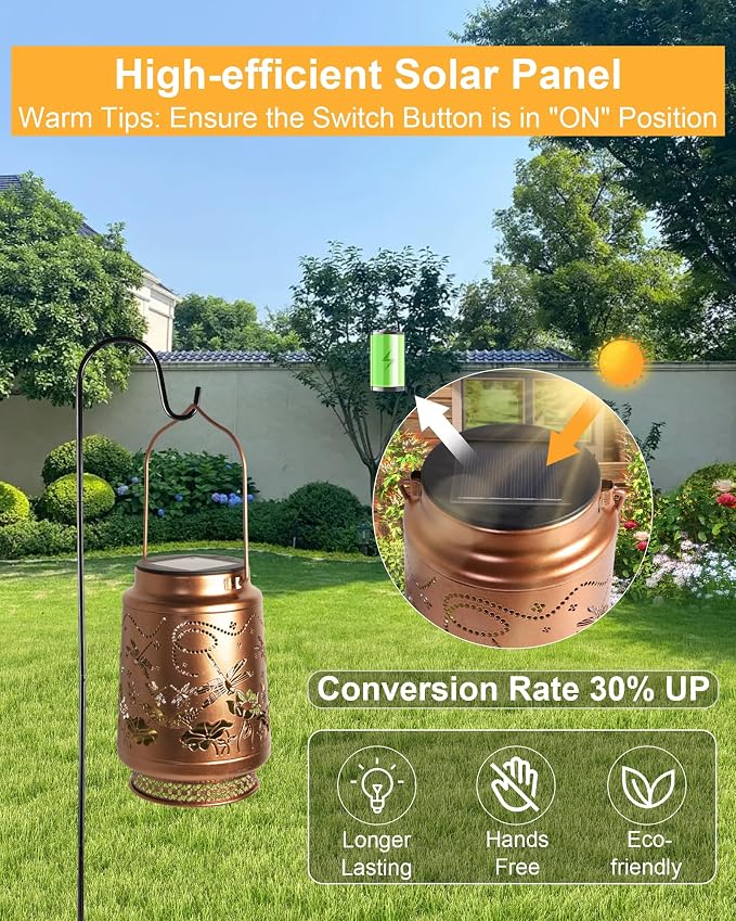 2 Pack Dragonfly Solar Lanterns Outdoor Waterproof, Garden Decor Birthday Gifts - Image 6