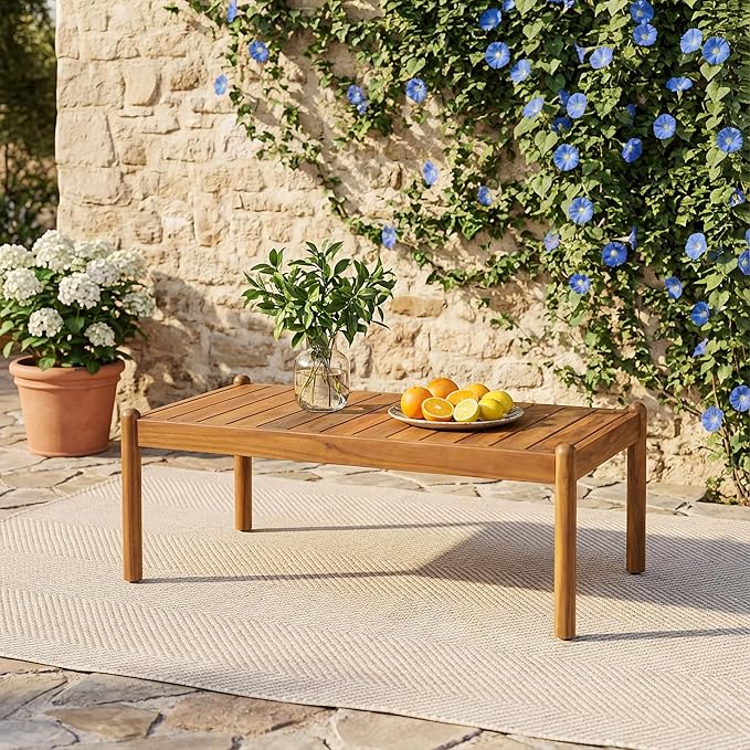 Christopher Knight Home Lenor Patio Acacia Wood Coffee Table, Solid Wood by ChristopherKnightHome