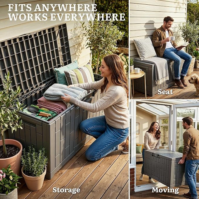 YITAHOME 60 Gallon Outdoor Storage Box, Lockable Resin Deck Box - Image 7