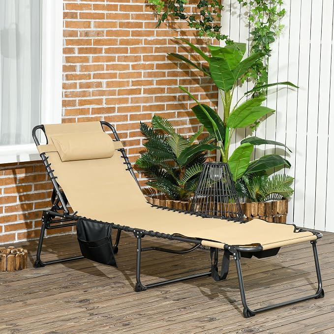 Outsunny Folding Chaise Lounge - Image 2