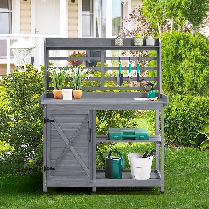 Yaheetech Outdoor Potting Bench, Large Horticulture Work Table Workstation - Image 5