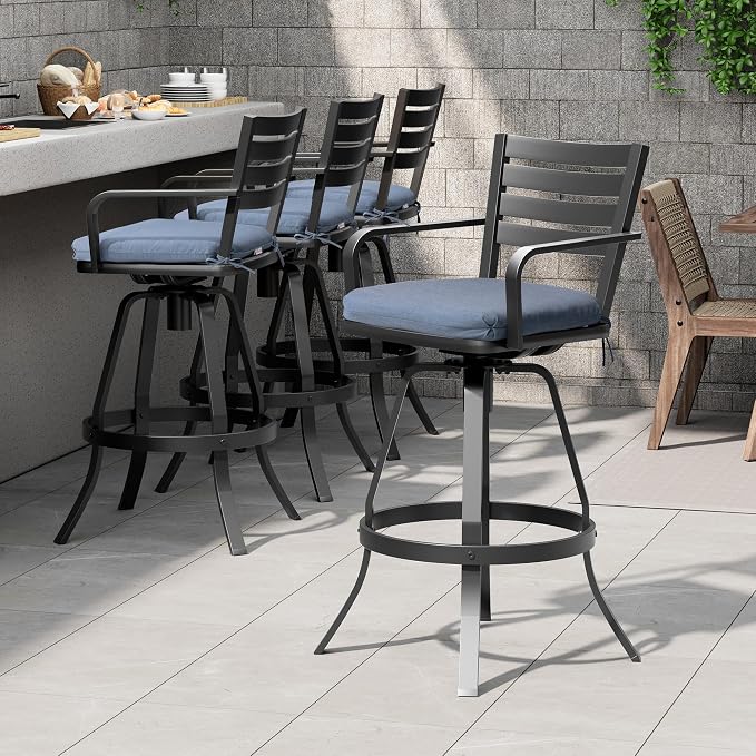 Pellebant Patio Swivel Barstools Set of 6, Aluminum 29.5" Outdoor Bar Height - Image 2