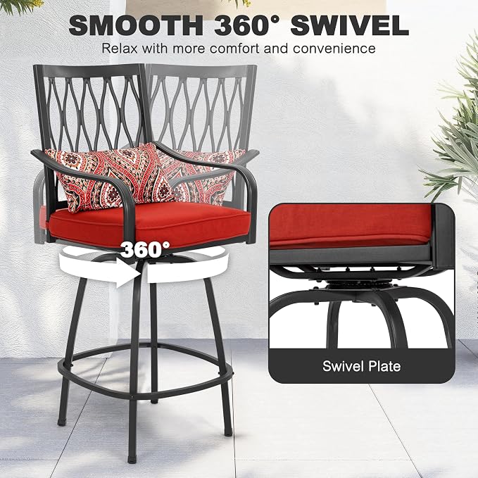 NUU GARDEN 3-Piece Outdoor Bar Set, 2 Swivel Stools - Image 3