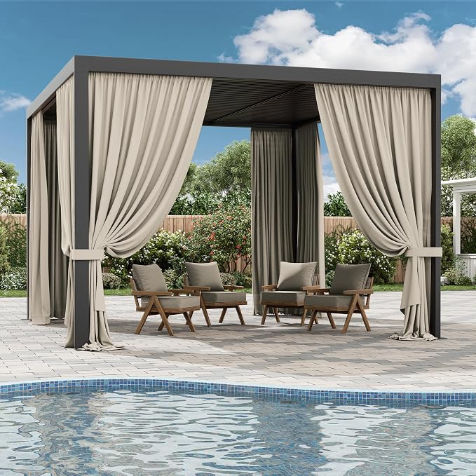 Gazebo Universal Replacement Privacy Curtain, 4-Panels Sidewall Curtains - Image 6