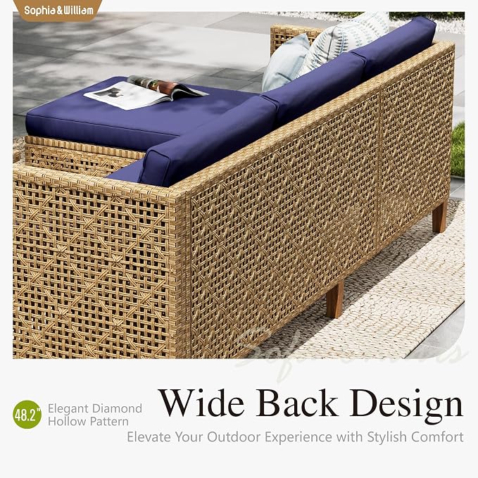 Sophia and William Boho Wicker Patio Furniture Set, Outdoor Rattan Sectional - Image 3
